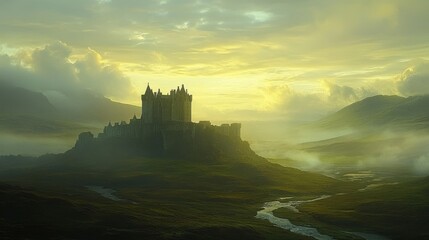 Fototapeta premium Misty Sunset Castle