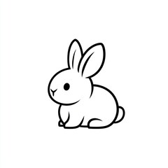 Obraz premium Cute cartoon bunny rabbit sitting, white background, children's illustration