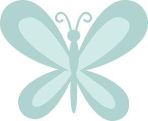 Light green butterfly spreading its wings in a white background, representing beauty, nature, and transformation, perfect for children s illustrations or nature themed projects