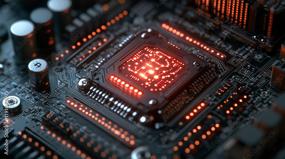 Poster quantum computing system with processor, electronic circuits, artificial neurons, global data connec