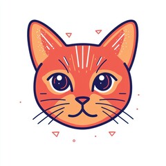 Obraz premium Orange tabby cat head illustration, playful style, white background, pet graphic