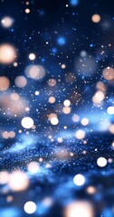 Obraz premium Blue glitter bokeh, night, celebration, background, festive