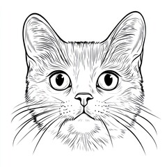 Curious cat portrait, looking up, white background, pet design