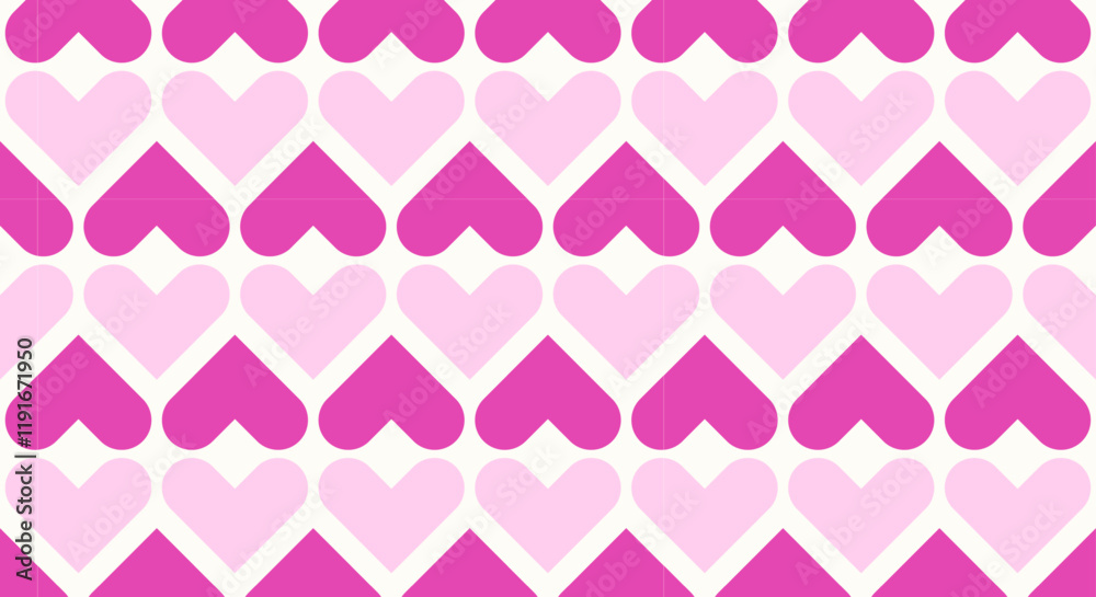 Poster Abstract background seamless pattern with pink hearts. Vector illustration 