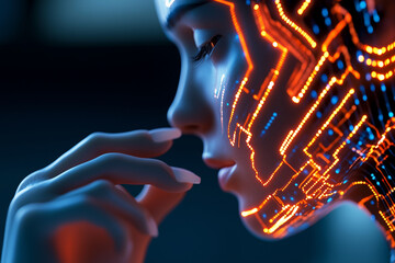 Contemplation of the Digital Mind,  portraying the AI as a being capable of thought, self-awareness, and creativity. 