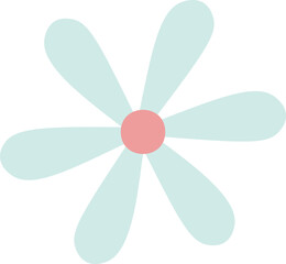 Minimalist vector illustration of a simple flower with rounded petals and pink center, isolated on white background, representing nature, beauty, and simplicity