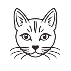 Obraz premium Cat face, line art, white background, pet portrait, design element