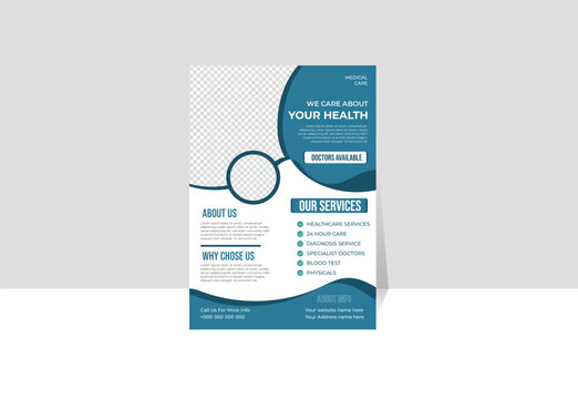 Corporate healthcare and medical flyer or poster design layout