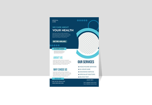 Corporate healthcare and medical flyer or poster design layout