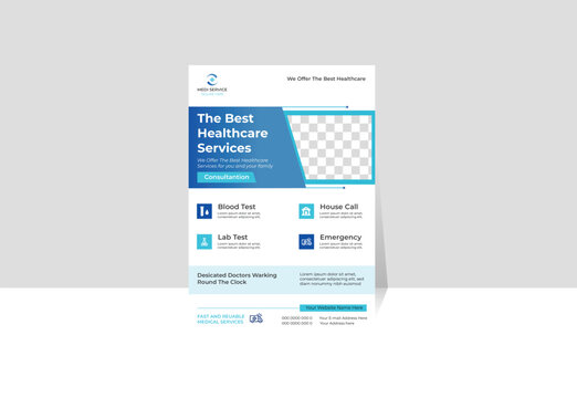 Corporate healthcare and medical flyer or poster design layout