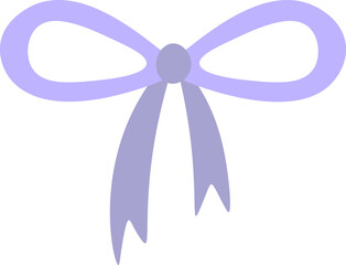 Light purple decorative bow featuring a knot and flowing ribbons, elegantly hanging against a crisp white background, presented as a simple vector illustration for various design needs