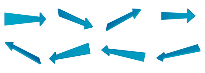 Pack illustration 3D light blue arrows indicating right and left. Concept: Illustration, arrow, signs, symbols.