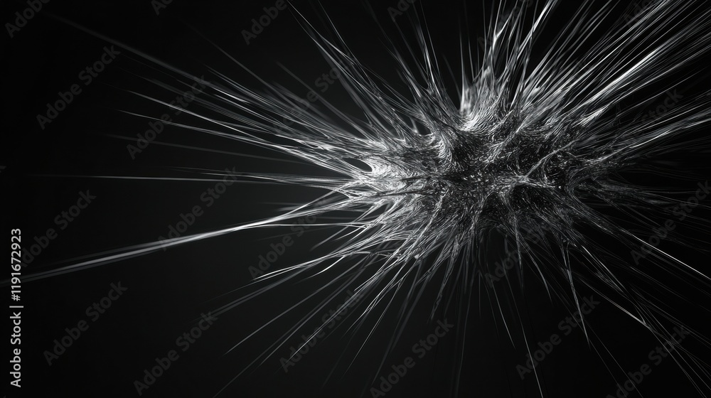 Poster minimalistic and graphical representation of a virus with intricate details and sharp projections on