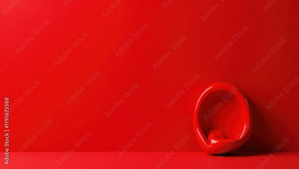 Poster ruby red safe on left. soft pink background. copy space for text, 3d render ai generated designer el