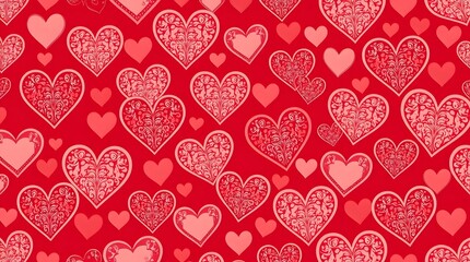 Valentine's Day Background Filled with Romantic Hearts and Beautiful Patterns for Love Celebration and Decorations

