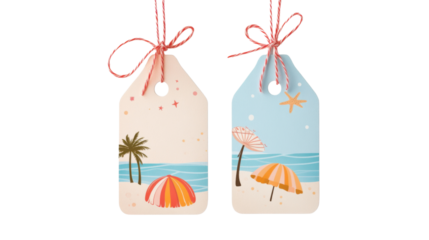 Gift tag with beach and summer design transparent background
