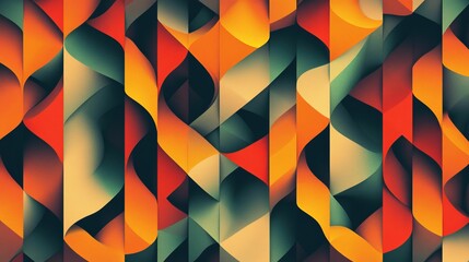 Abstract art; swirling, colorful, geometric shapes.