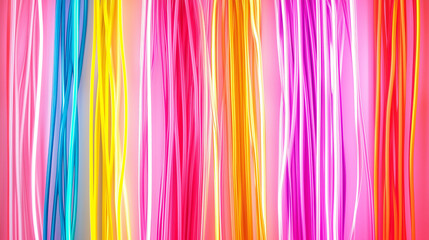 Vibrant futuristic bokeh backdrop featuring luminous neon strings cascading in an array of colors