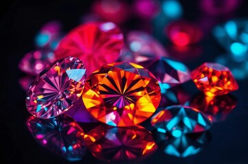 colorful diamonds on a black background
