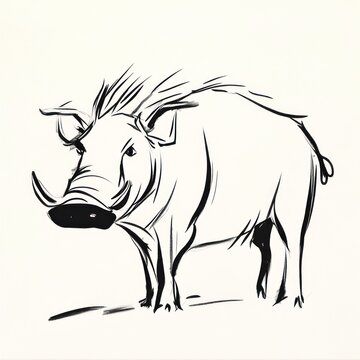 recommend clip art: Warthog sketch, African savanna, wildlife illustration, nature art, book cover
