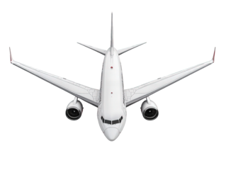 a top-down view of a modern commercial airplane. showcasing its sleek design and prominent engines this representation highlights the aircraft's aerodynamic structure. emphasizing its purpose for air