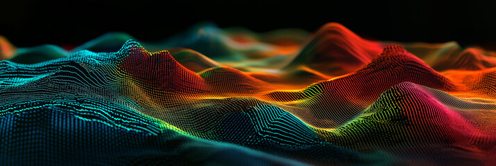 3D pixel wave landscape background