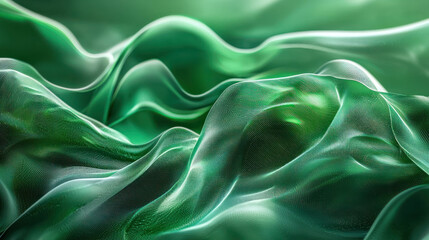 Obraz premium An Abstract flowing green ribbons create dynamic St. Patrick Day celebration theme, evoking sense of movement and festivity