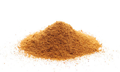 Mexican taco seasoning, pile isolated on white, side view