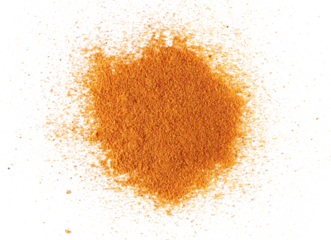 Mexican taco seasoning pile scattered, isolated on white, top view
