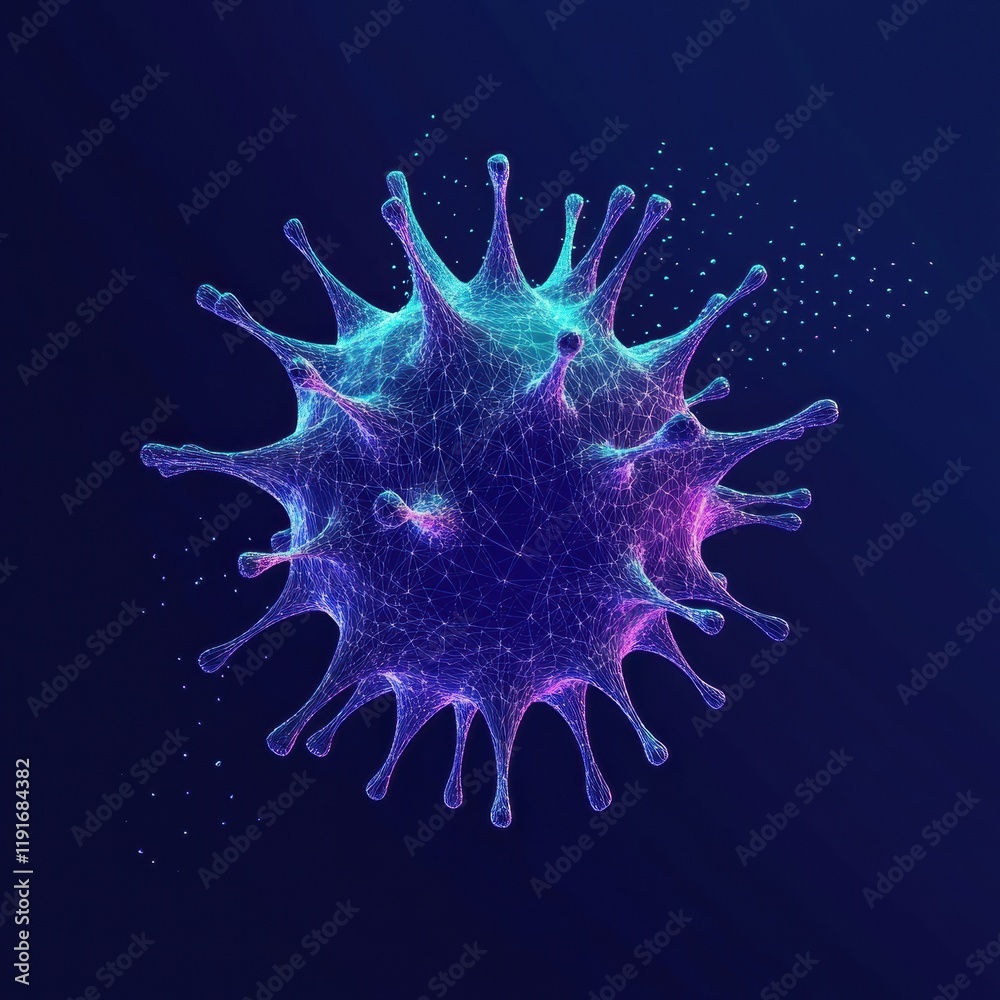 Fototapete graphical representation of a minimalistic virus design showcasing vibrant colors and a high tech ap