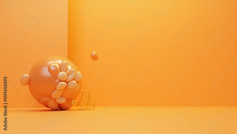 Poster chartreuse lab beaker on left. soft green background. copy space for text, 3d render ai generated de