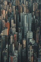 Obraz premium Dense urban landscape, numerous tall buildings.