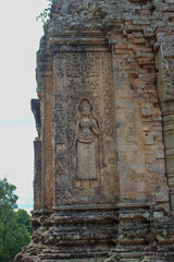 Ancient carvings within the Angkor Wat complex in Siem Reap, Cambodia