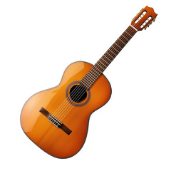 Obraz premium n acoustic guitar with a glossy orange finish and a classic design. showcasing its six strings and round soundhole it represents musical creativity and is often associated with leisure activities. per