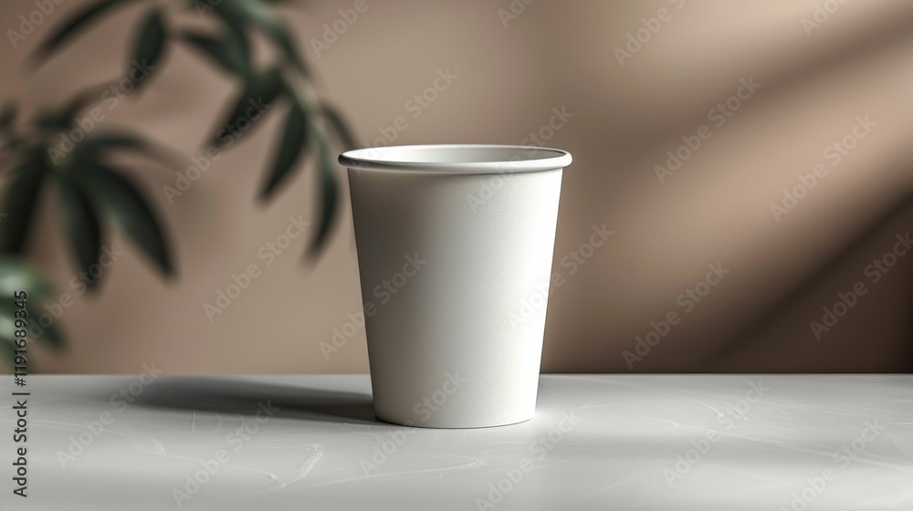 Fototapete white paper cup on a white table. 3d rendering mock up.jpeg
