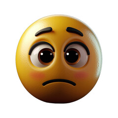 Fototapeta premium Sad emoji expresses emotions with large, soulful eyes and a downturned mouth representing feelings of disappointment and longing