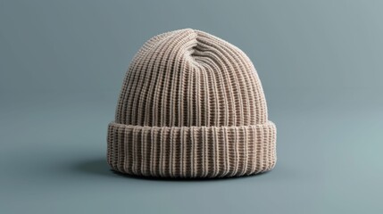 Woolen knitted hat on a gray background