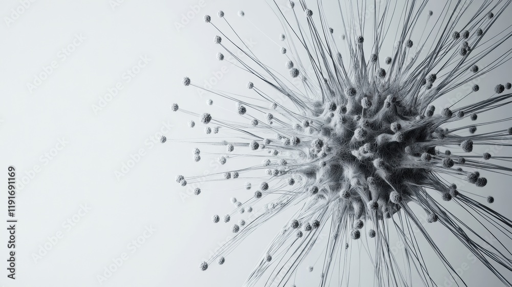 Fototapete Minimalistic graphical representation of a virus creating a visual impact in a clean and sterile environment. Generative AI