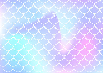 Gradient scale background with holographic mermaid.