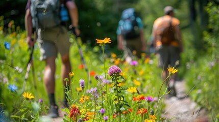 Harmony in Nature. A peaceful coexistence of flora and human presence in a luscious green...