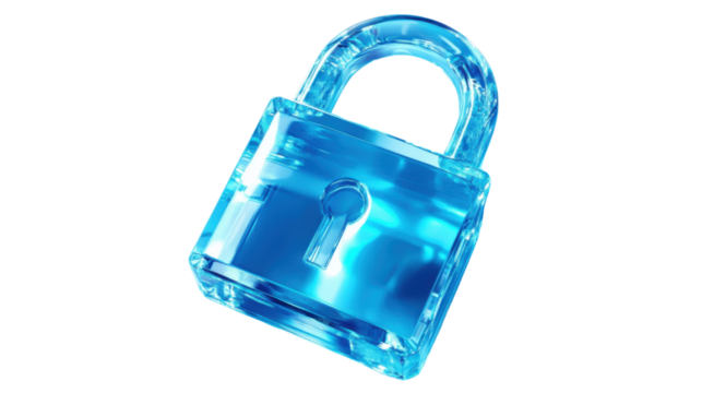 Cyber security padlock transparent background