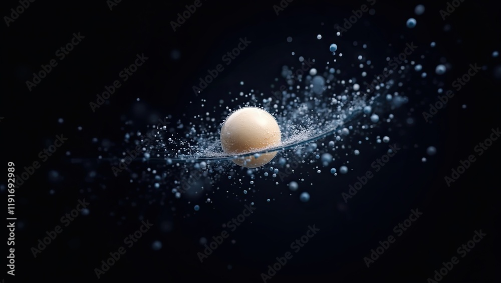 Poster exploration of brownian motion in a captivating digital illustration of particles in motion