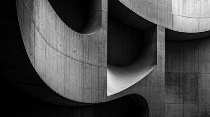 Exploring the unique interplay of light and shadow on a textured concrete surface, this abstract background highlights fluid shapes and intricate details in black and white