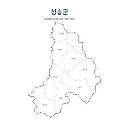 Cheongsong Map. Map of South Korea with Major Cities, Clean Line Design on White Background.