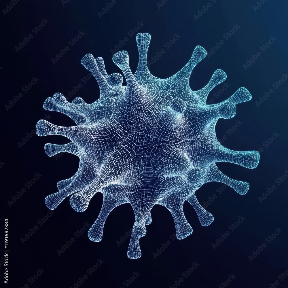 Fototapete Graphical representation of a minimalistic virus model in a contemporary digital design. Generative AI
