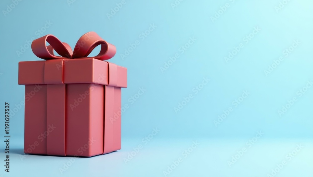 Poster ruby red ufo on right. soft pink background. copy space for text, 3d render ai generated designer el
