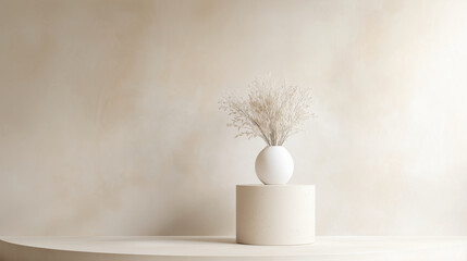 Minimalist White Vase with Dried Floral Arrangement