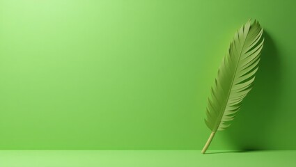 Olive green centaur figure on right. Green palm leaf minimal nature ba