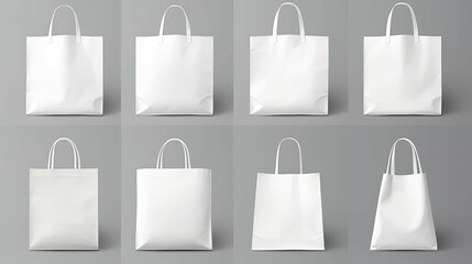A series of white bags with handles