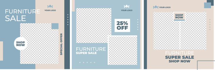 Furniture sale social media and Instagram post template banner interior design home square flyer
